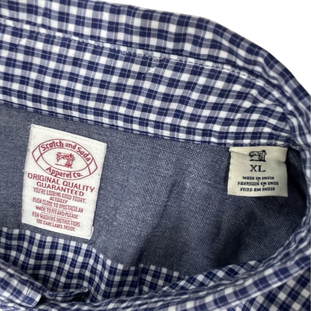 Scotch And Soda Men's Blue Check Long Sleeve Shirt - XL - Picture 5 of 7